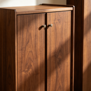 Walnut Finish Hallway Storage Cabinet